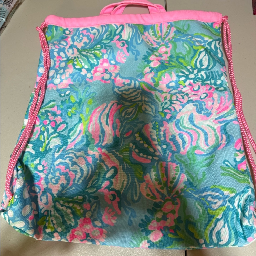Lilly Pulitzer Drawstring Backpack EUC - image 2